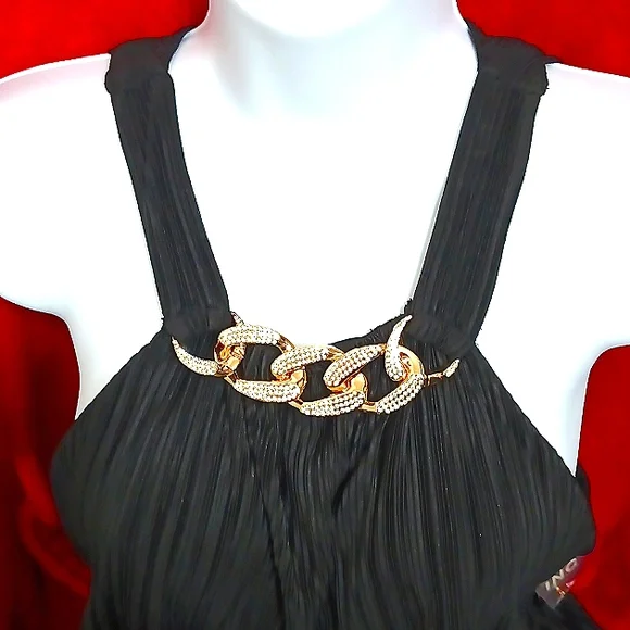 NWTπFREE GIFT INCLUDED Raffle Double-Layer Gold Crystal Chain Necklace Blouse - Picture 5 of 17